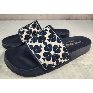 Kate Spade NY Women's Olympia Pool Slide Sandals Ecru/Blazer Blue US 9 B Great!